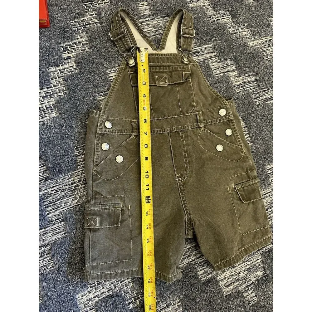 Baby Gap Cargo Overall Shorts 2XL/ 2 Years Gray Denim 2002 Vintage Classic Y2K